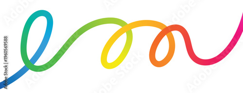 Colorful gradient wave line abstract vector, flowing curved stroke ribbon with blue green yellow orange red blend, dynamic swirl path design for branding, background, poster, modern graphic illustrati