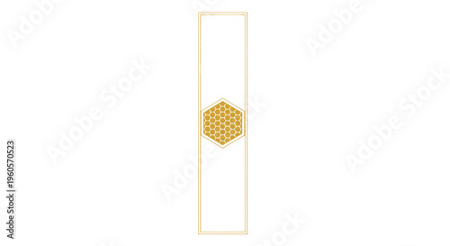 Elegant vertical banner with golden honeycomb pattern and subtle border design for branding