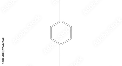 Minimalist geometric hexagonal abstract line art design on a pristine white background