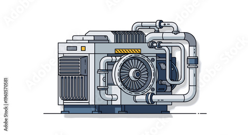 Industrial Air Conditioning Unit Illustration.