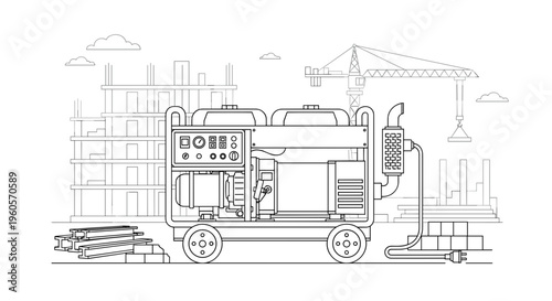 Industrial Concrete Mixer Truck Illustration.