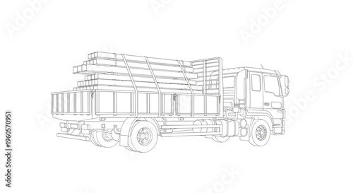 Large Truck Hauling Long Pipes.