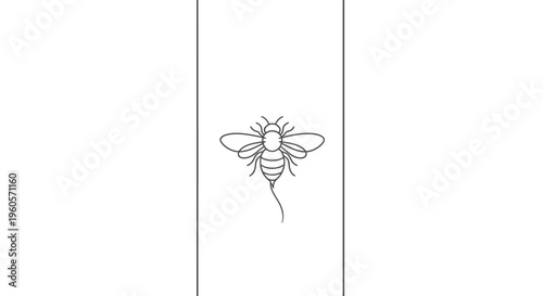 Simple elegant outline drawing of a bee showcasing natural insect beauty and pollinator
