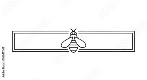 Elegant linear bee illustration centered in a refined rectangular frame design for various