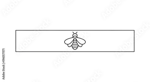 Minimalist outline of a buzzing bee insect centered in a sleek rectangular frame design