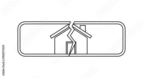 Symbolic vector illustration of a split house representing broken homes and property division