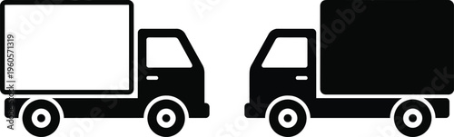 Black and white illustration of two trucks side by side with contrasting trailer colors