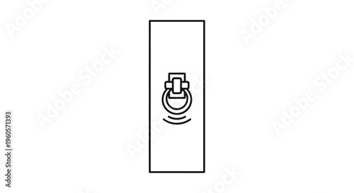 Minimalist line art icon of an electronic doorbell with active signal waves a sleek design for