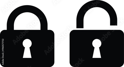 Two black padlocks with keys on a white background symbolizing security and protection