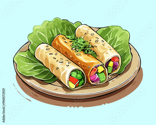 Gourmet Rice Bowl With Minced Meat And Fresh Avocado Slices Healthy Asian Style Balanced Meal - Vector Illustration