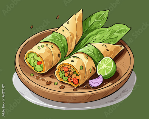 Tasty Rice Bowl With Braised Meat And Hard Boiled Egg Slices Traditional Asian Comfort Food - Vector Illustration