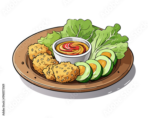Tasty Noodle Soup With Braised Pork Slices And Soft Boiled Egg Traditional Asian Cuisine Meal - Vector Illustration