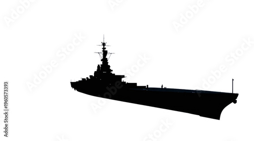 Warship Silhouette Illustration with an Imposing Profile Against a Stark Transparent Background