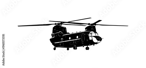 CH-47 Chinook Military Helicopter Vector Illustration