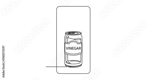 Minimalist continuous line art illustration of a vinegar can for creative design projects and