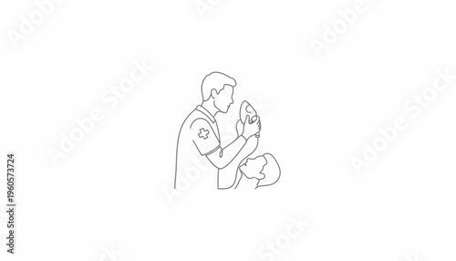 Emergency medical professional providing critical breathing assistance and life support care