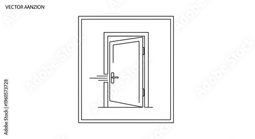 Minimalist line art illustration of a slightly open door representing new opportunities or