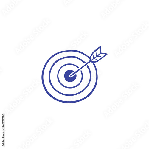 A simple line drawing of a dartboard with an arrow in the bullseye