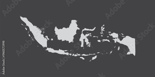 Light Gray Map of Indonesia Silhouette Isolated on Dark Background