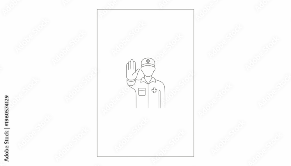 Fototapeta premium Medical professional or security personnel signaling stop, emphasizing safety and restricted access