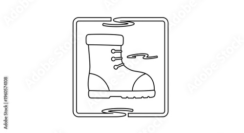 Essential monochrome outline vector illustrating durable industrial safety work boot icon for