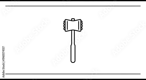Simple outline graphic of a meat tenderizer utensil, essential for culinary tasks and food