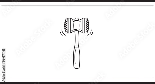 Minimalist Line Art Illustration of a Kitchen Meat Mallet Tool for Tenderizing Culinary Dishes