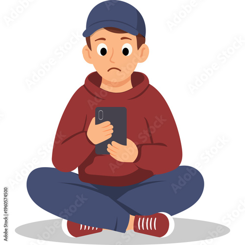 Illustration of Person Using a Mobile Phone