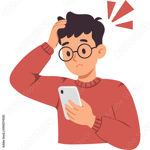 Illustration of Person Using a Mobile Phone