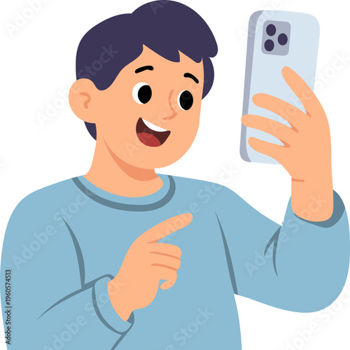 Illustration of Person Using a Mobile Phone