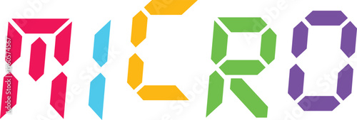 Digital segmented numbers with bright colors on a transparent background showing time.