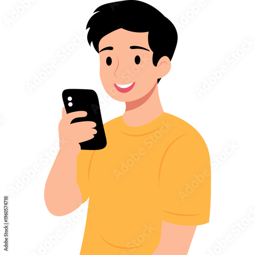 Illustration of Person Using a Mobile Phone
