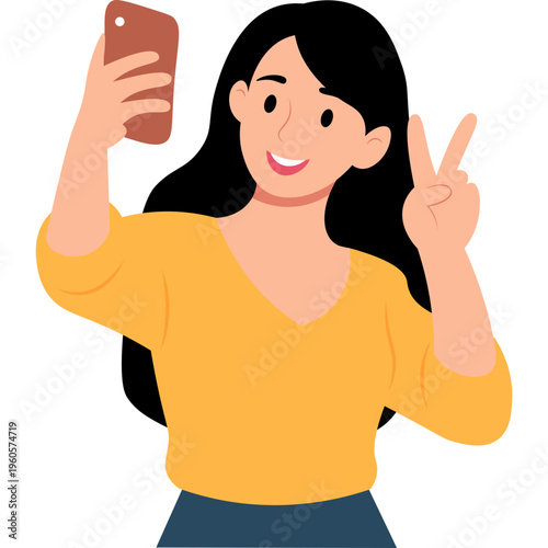 Illustration of Person Using a Mobile Phone
