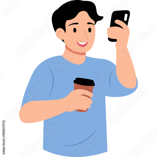 Illustration of Person Using a Mobile Phone
