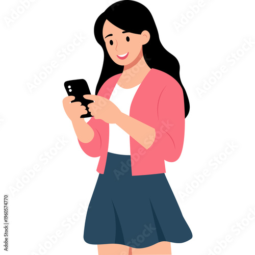 Illustration of Person Using a Mobile Phone
