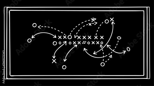 American Football Play Diagram on a Chalkboard: Strategy, Tactics, and Offensive Play Design