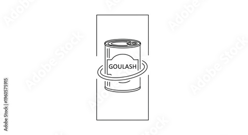 Minimalist line art illustration featuring a goulash food can design concept for culinary use