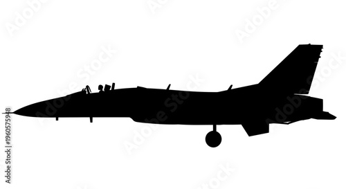 Military Fighter Jet Silhouette Profile.
