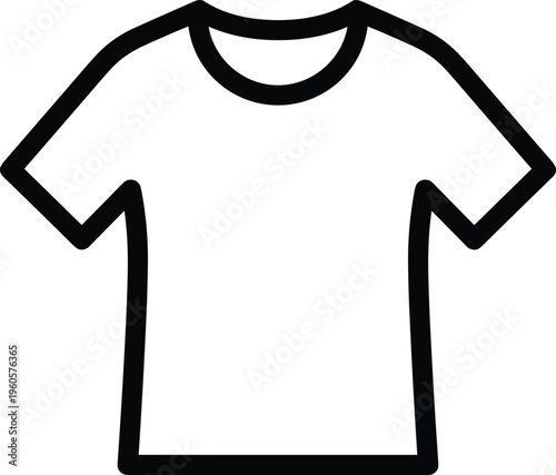 Simple Black Outline Illustration of a T-shirt, Featuring a Blank Design for Clothing Mockups, Casual Fashion, Apparel Retail, and Merchandising