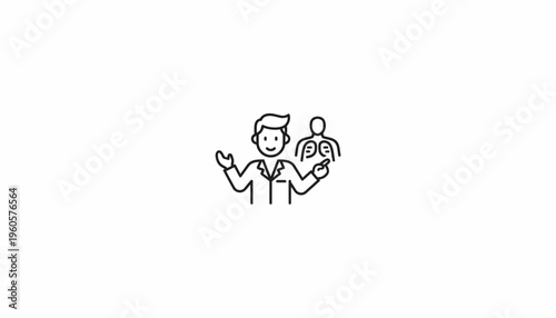 Medical professional illustrating human respiratory system anatomy for health education and