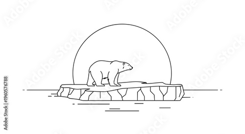 Polar Bear Standing on Iceberg.