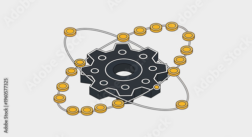 Abstract Gear Mechanism with Orbiting Spheres, Industrial Technology Concept