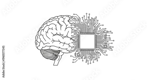 Artificial Intelligence Brain Circuit Board Chip Technology Concept