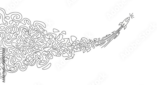 Abstract Rocket Launch Trail Forming Maze Pattern