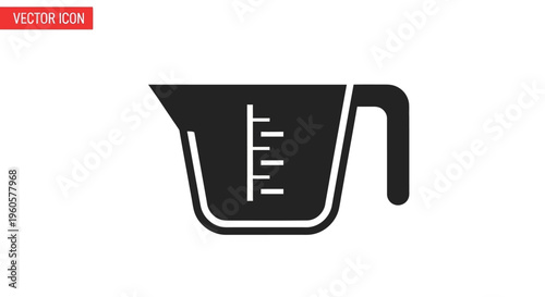 Measuring Cup Icon Black Vector Illustration Kitchen Utensil for Cooking and Baking