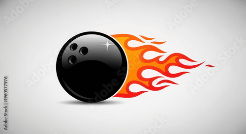 Bowling ball with flames, speed and power, sports concept