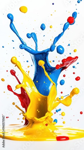 Paint splash on white vibrant paint splash creating dynamic visual on clean white background abstract art