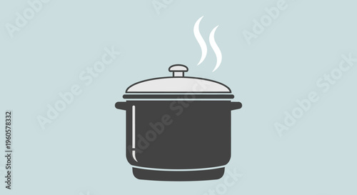 Steaming Pot Icon: Cooking, Food Preparation, Kitchenware, Culinary Concept