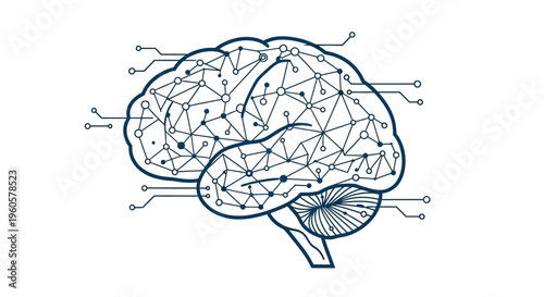 Abstract Brain Network Connections, Artificial Intelligence and Neural Network Concept