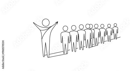 Leader guiding team, standing out from crowd, teamwork, success, motivation, business concept